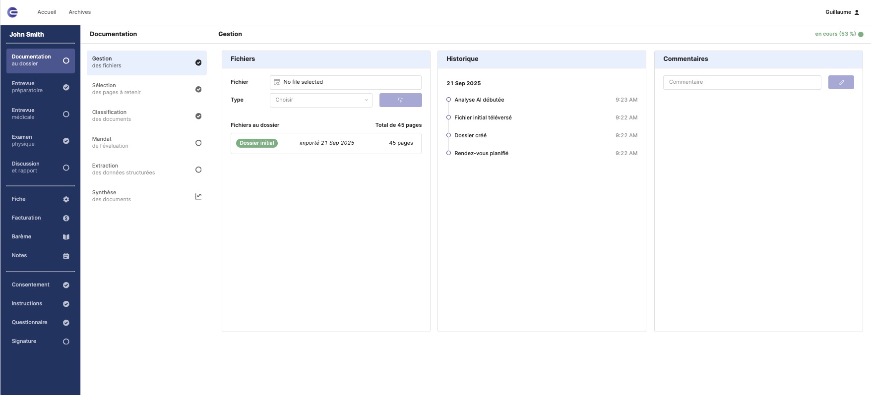 Interface ExpertMSK.ai - Vue d'ensemble